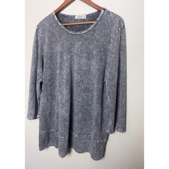 Jess & Jane Mineral Washed Tunic Top Long Sleeve Size 1X Gray Cotton Casual - Picture 2 of 8